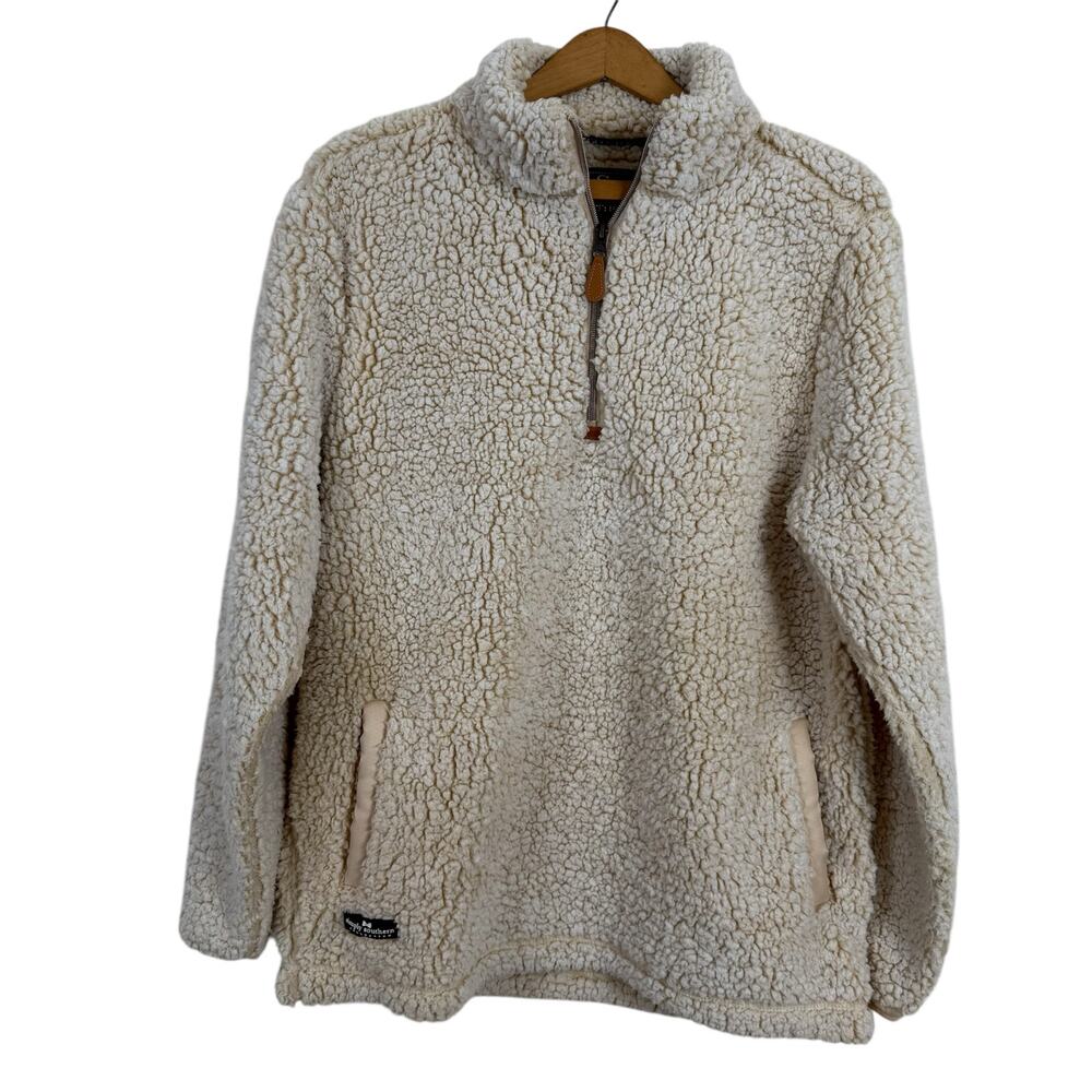 Simply Southern Womens Fuzzy Pullover Size Medium Quarter Zip Faux Fur Cozy Warm